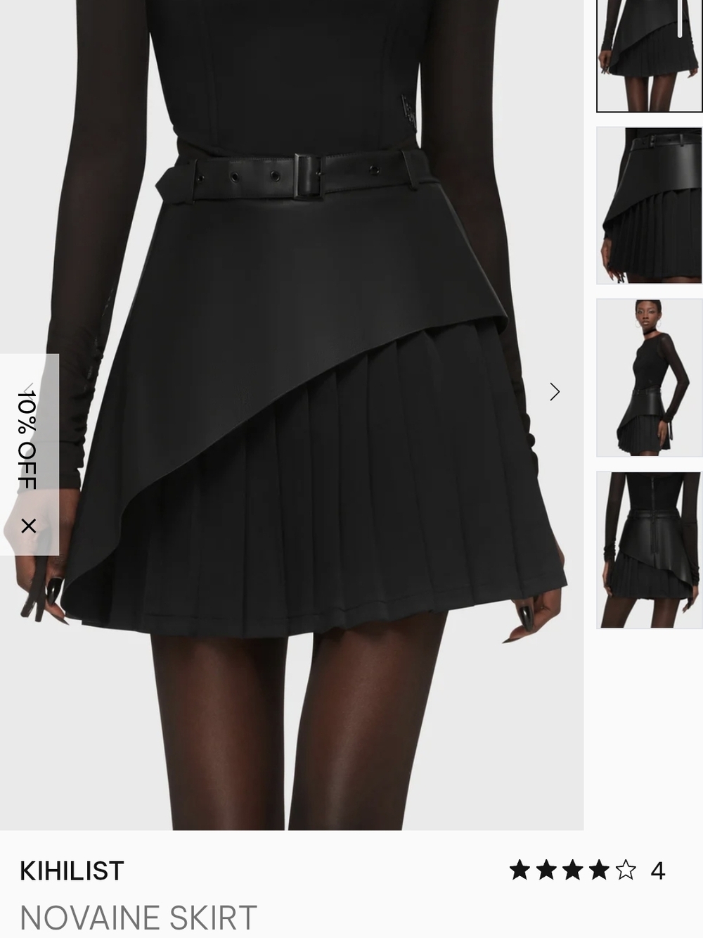 Killstar Black Asymmetrical Pleated Mini Skirt